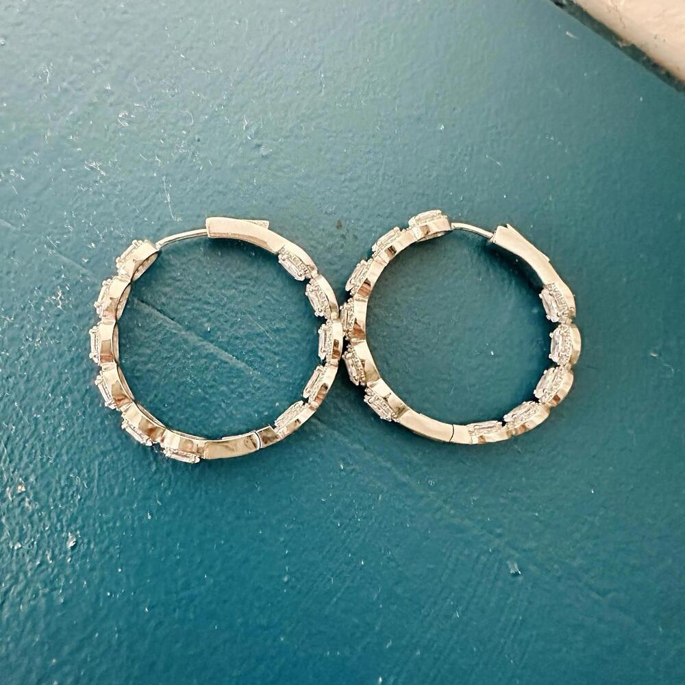 Harper Ray Crystal Hoop Earrings - Picture 3 of 9